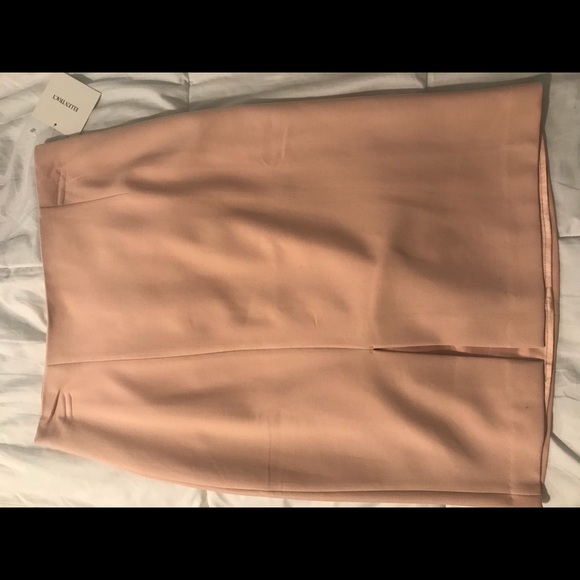 Ellen Tracy champagne color pencil skirt w/ split - Picture 2 of 7